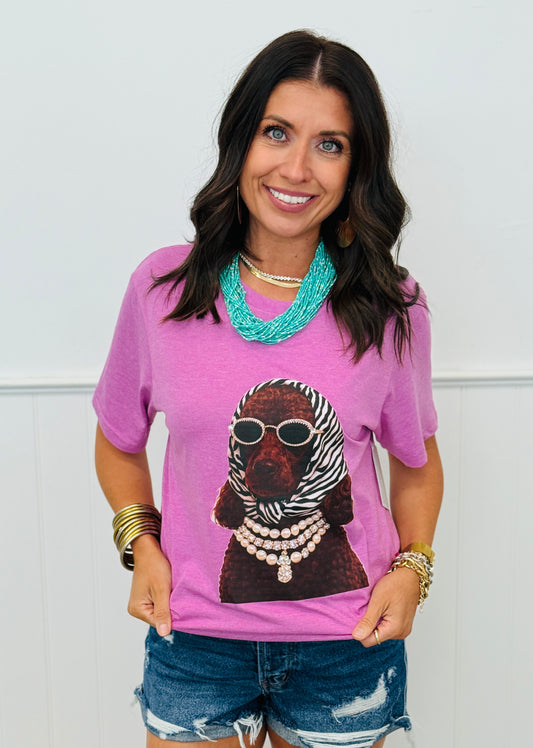 Zebra Scarf Dog Bling Tee (Reg. and Plus)
