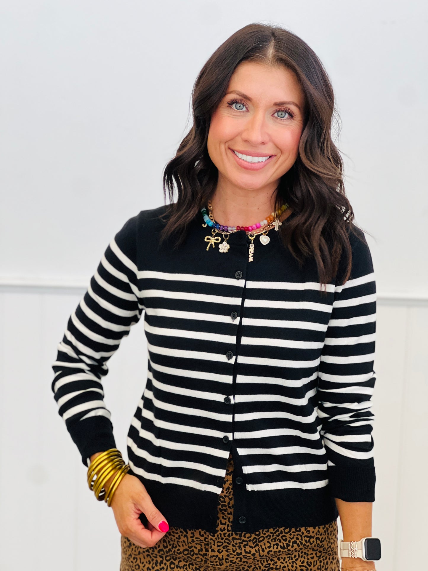 Striped Sensation Sweater Cardigan (Reg & Plus)- 4 Colors