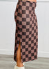 Chocolate Checkered Midi Skirt (Reg. & Plus)