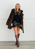 Dark Brown Leopard Faux Fur Hooded Coat (Reg & Plus)