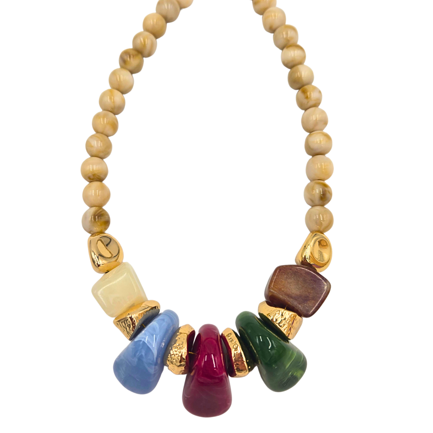 Cool Neutral Marble Beaded Necklace