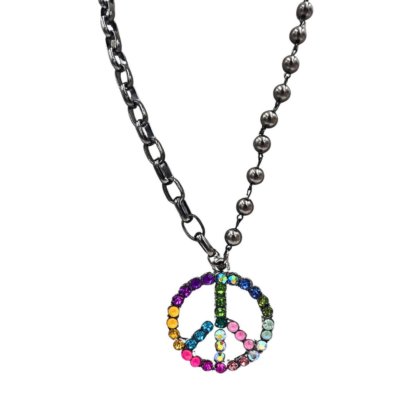 Gypsy South - Gunmetal Chain Peace Sign Necklace