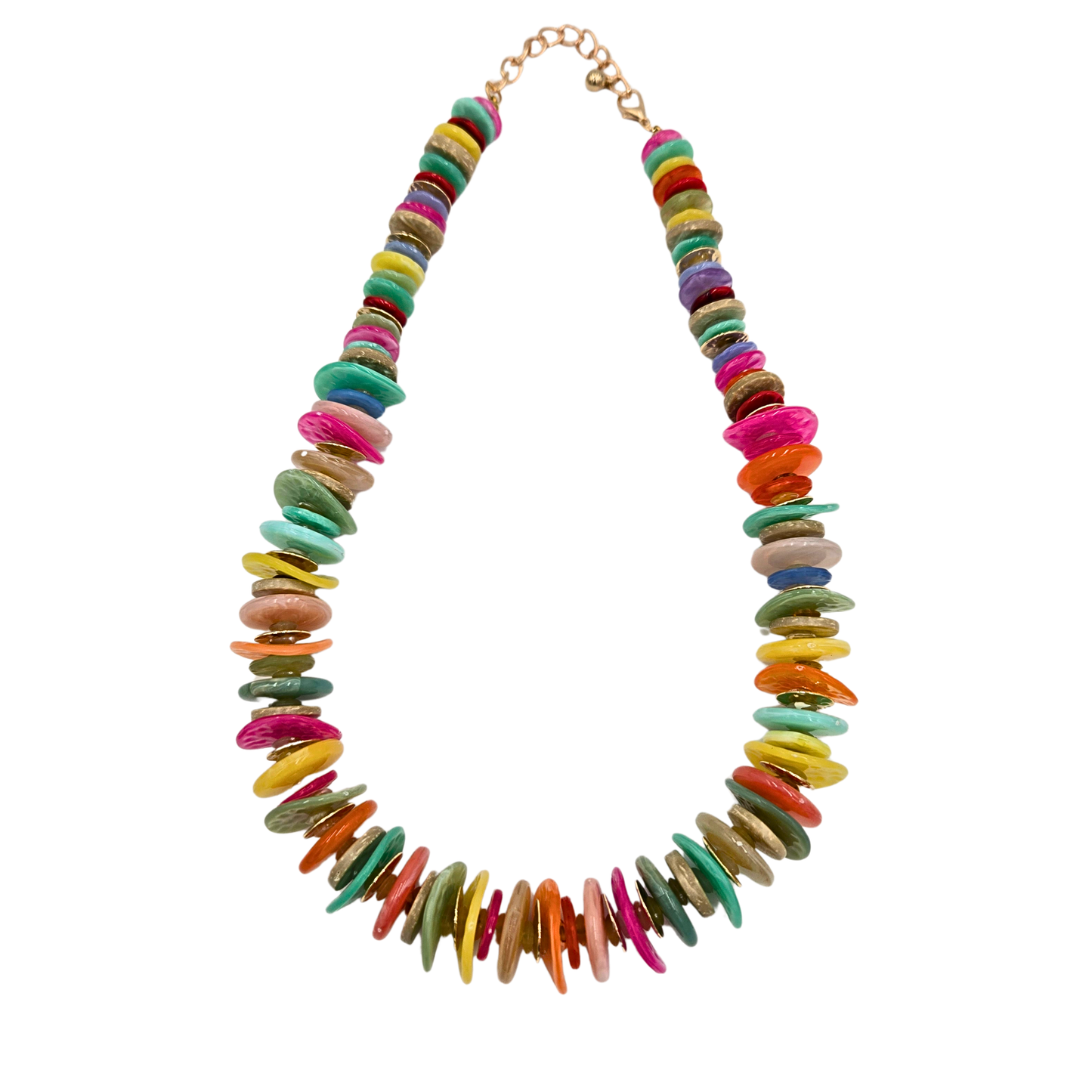 Multicolor Disk Beaded Necklace