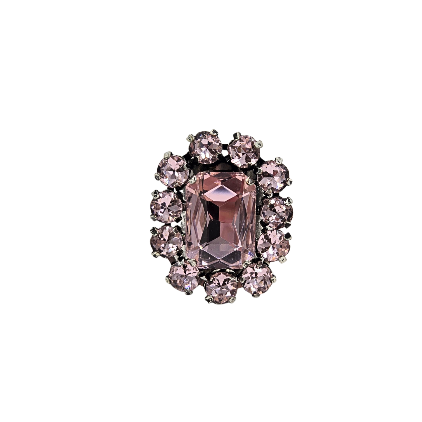 SIENNA - Rose Rectangle Ring in Pale Peony/Antique Silver