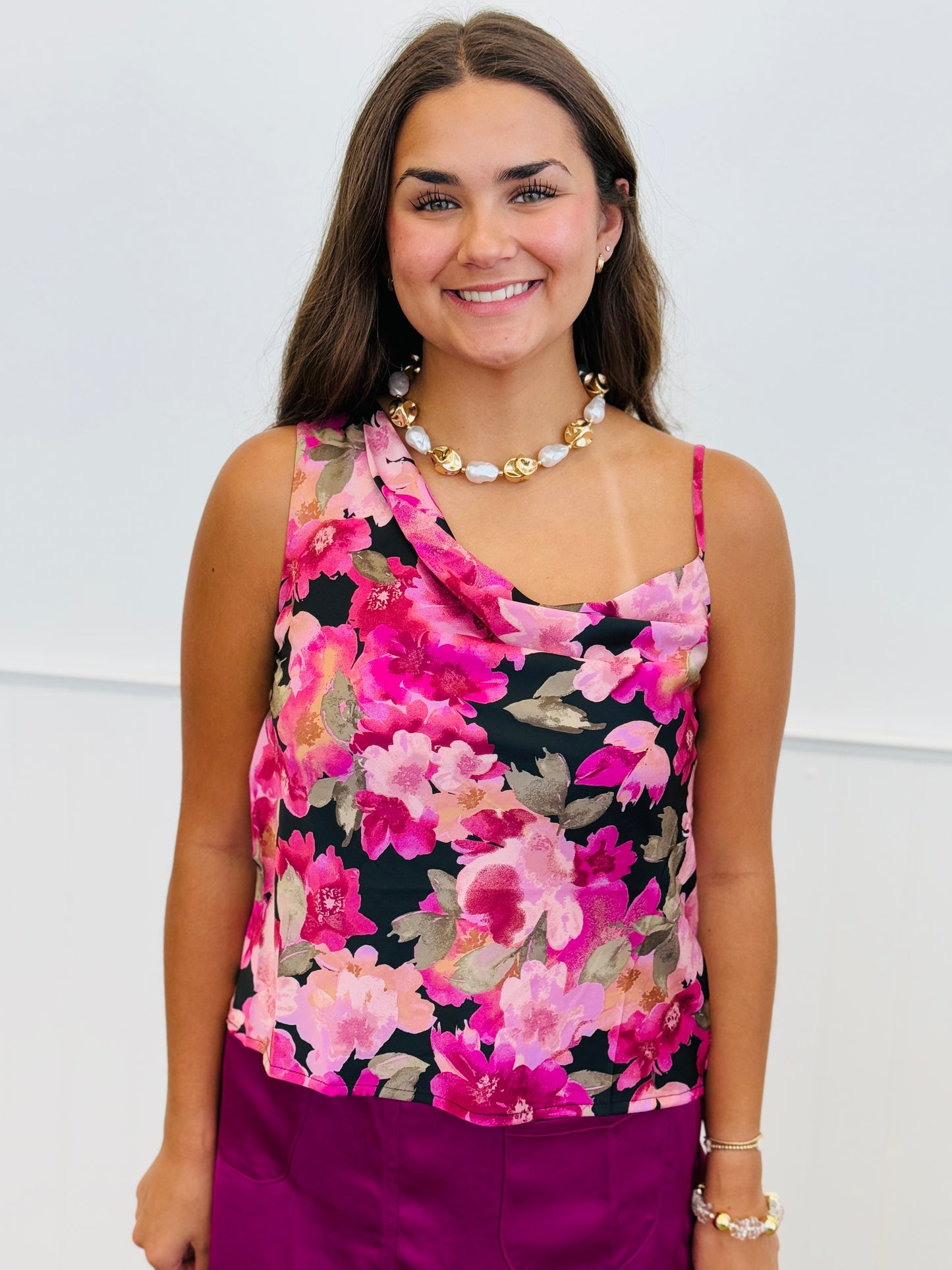 Floral Burst Cowl Twist Top (Reg.)