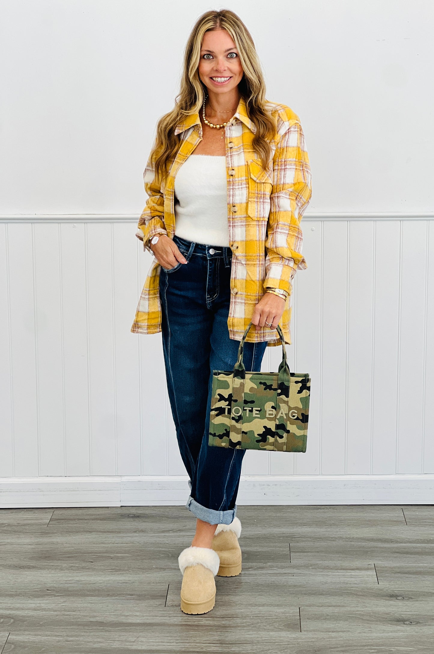 Brush Plaid Flannel Shacket (Reg)-2 Colors