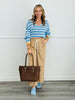 Denim/Mustard Striped V-neck Sweater (Reg. and Plus)