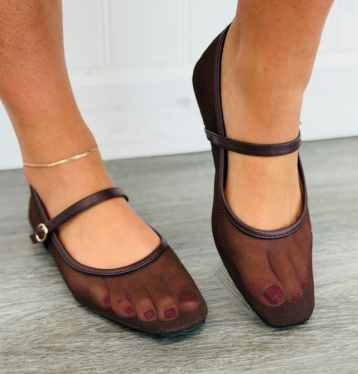 Brown Sheer Perfection Mary Jane Flats