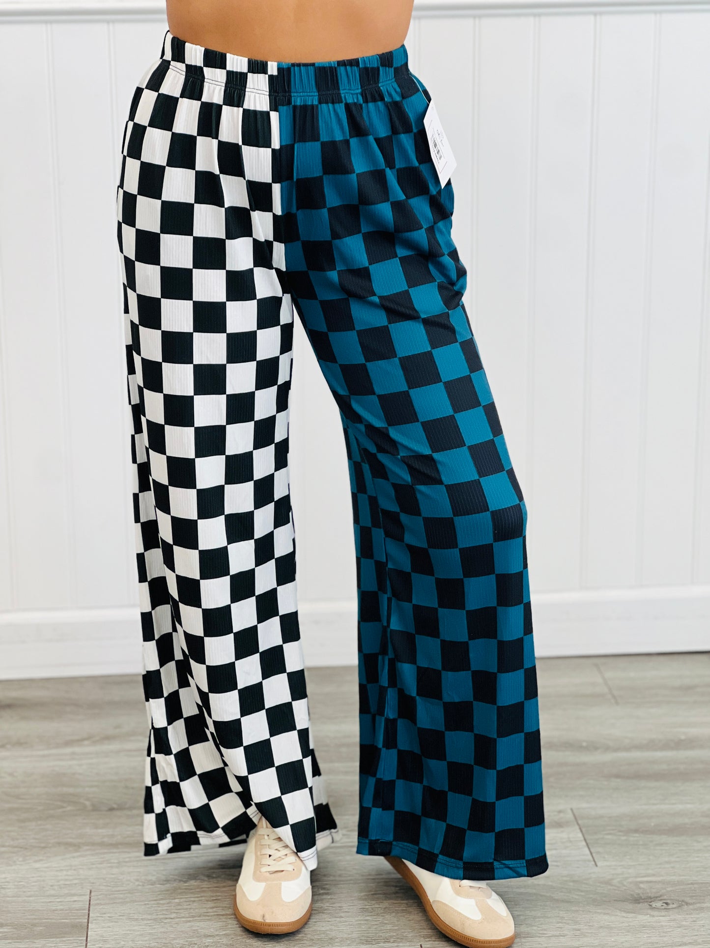 Split Decision Teal/Black Checkered Pants (Reg & Plus)