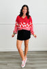 Red Color Block Hearts & Checks LS Top (Reg & Plus)