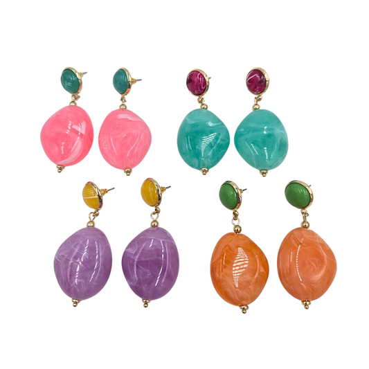 Two Tone Marble Pendant Earrings (4 colors)