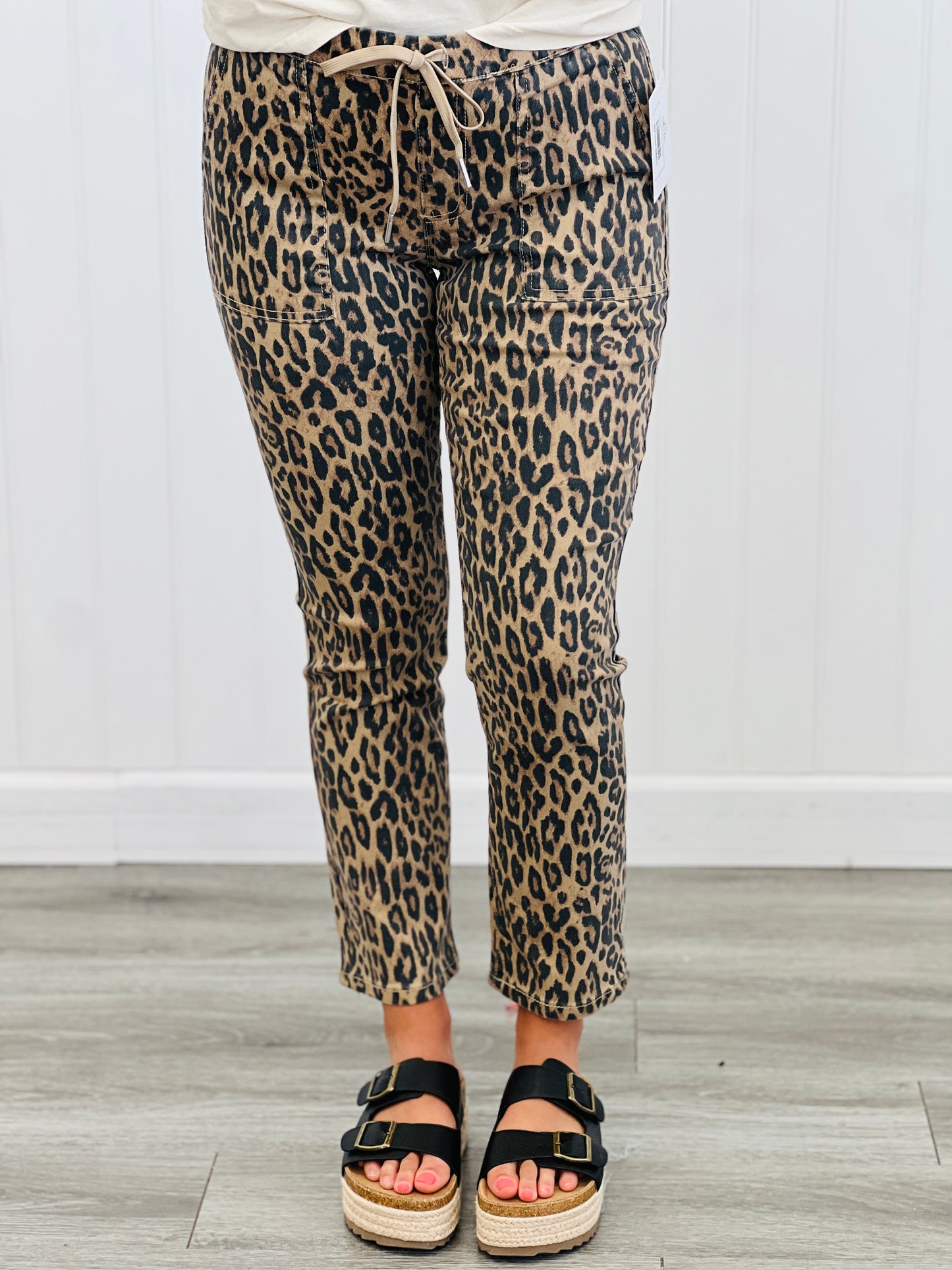 Cheetah High Rise Cropped Pull On Pants (Reg. and Plus)
