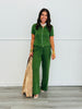Moss Scalloped Edge Trim Button Down Top (Reg.)