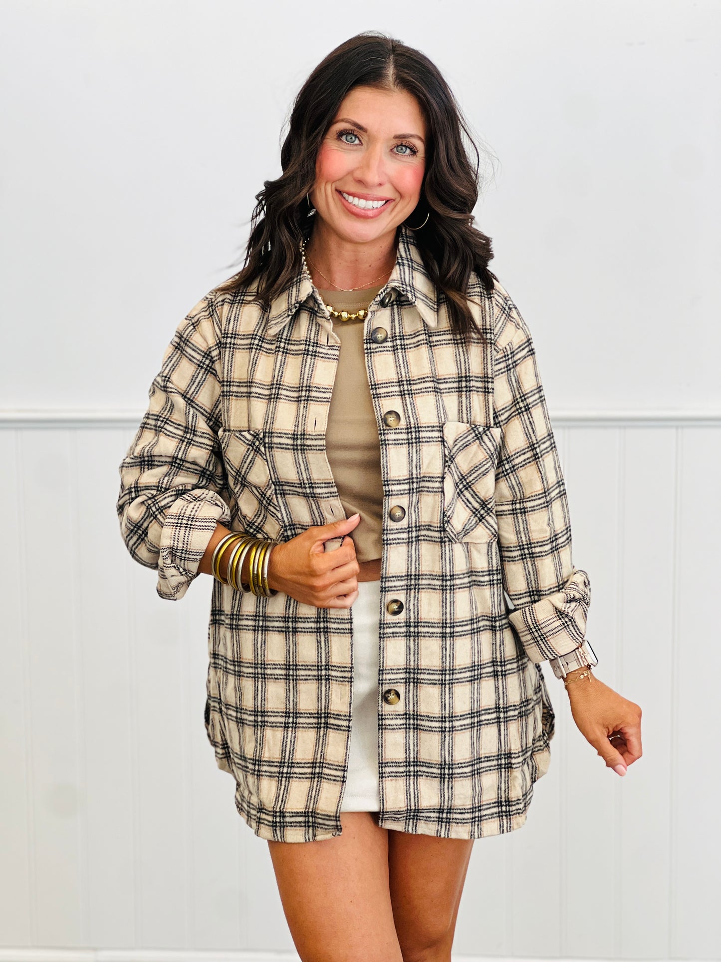 Brushed Flannel Plaid Shacket (Reg.)-2 Colors