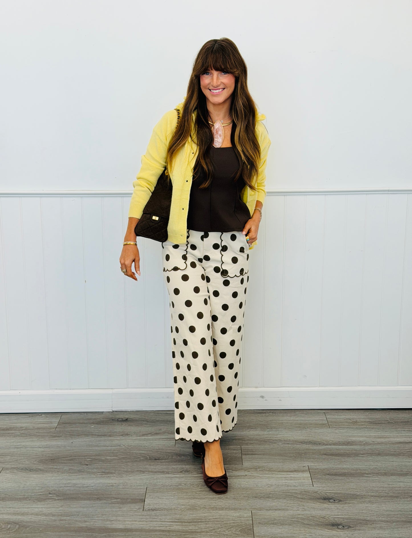 Banana Ruffle Collar Button Down Cardigan (Reg. and Plus)