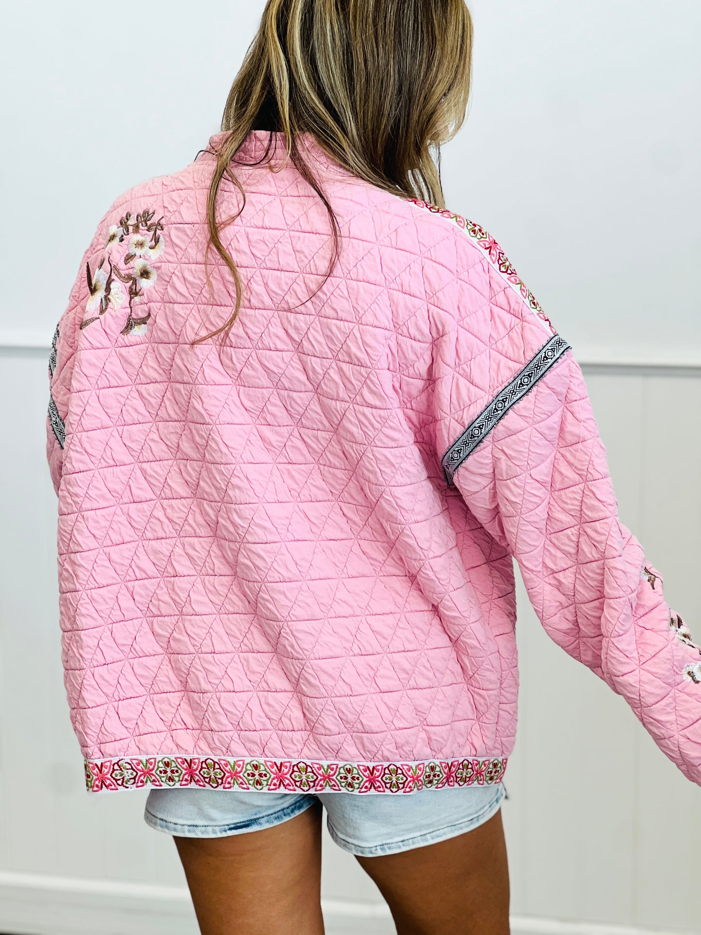POL Quilted Embroidered Color Block Jacket (Reg.)-2 Colors