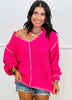 POL Fuchsia Chenille Whipstitch Sweater Top (Reg.)
