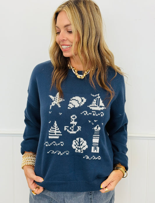 Navy/Ivory By The Sea Sweater (Reg.)
