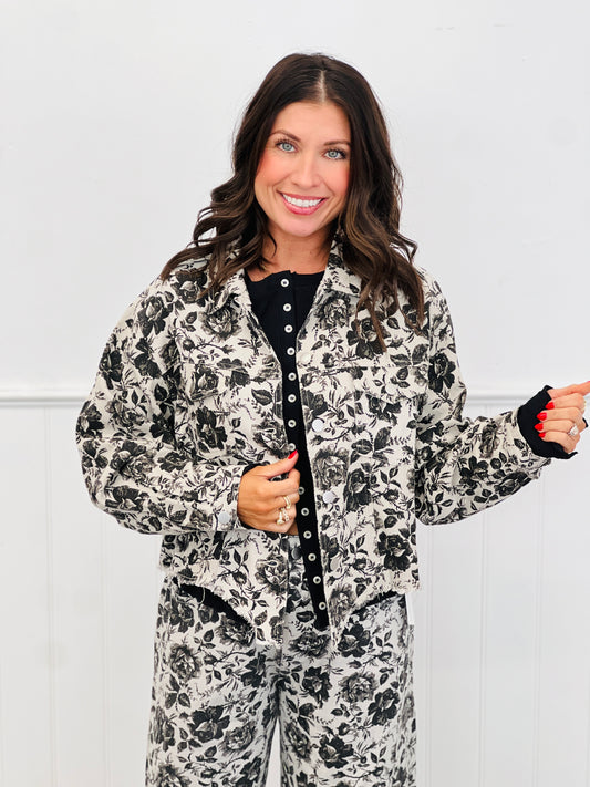 Grey/Black Rose Print Jacket (Reg.)