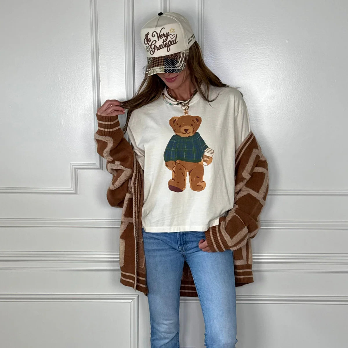 Cozy Plaid Bear Tee (Reg. and Plus)