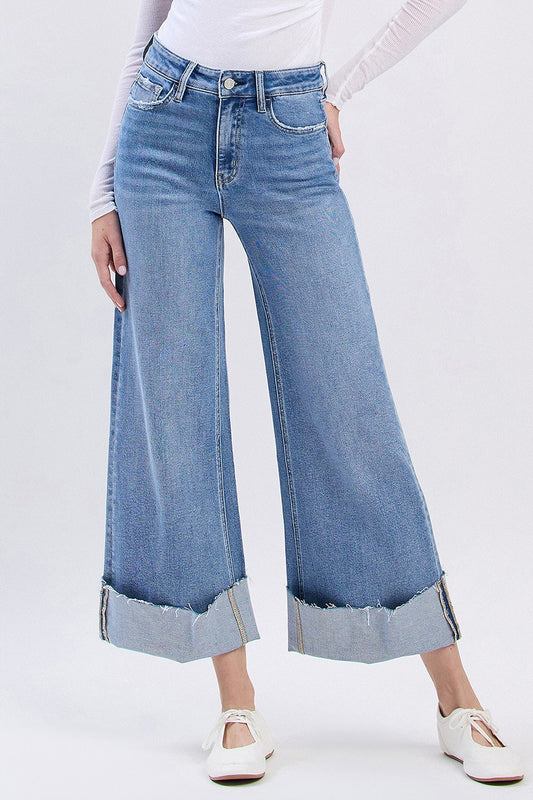 High Rise Cuff Extreme Wide Leg Pants (Reg.)