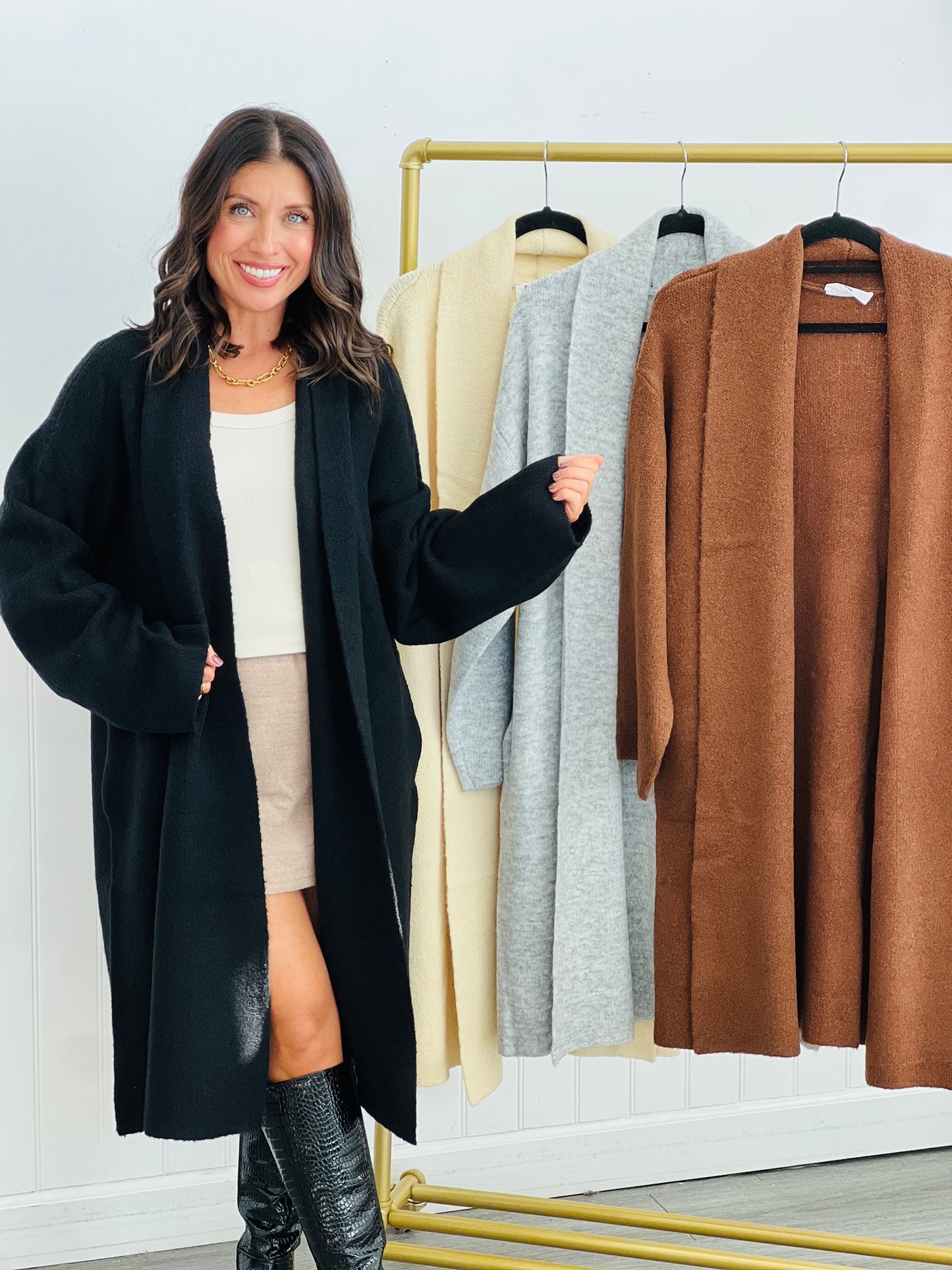 Open Front Longline Sweater Cardigan (Reg.)-4 Colors