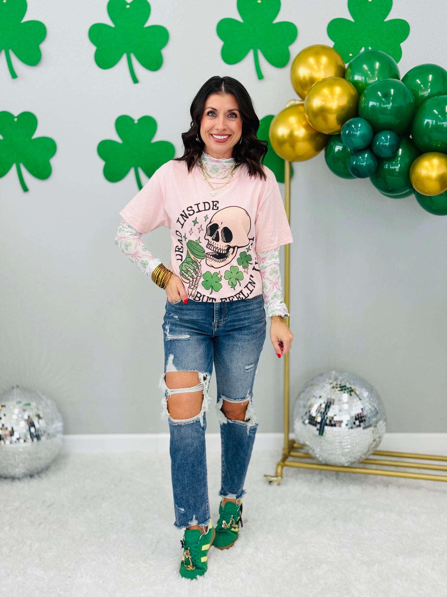Coquette St. Patrick's Day Mesh LS Top (Reg. & Plus)