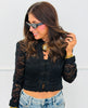 Black Lace LS Button Up Blouse (Reg.)