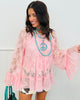 Pink Lace Long Sleeve Blouse (Reg. and Plus)