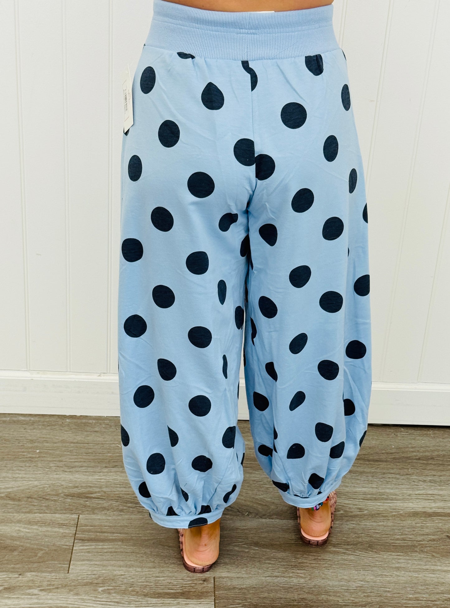 Lt Blue/Navy Polka Dot Balloon Pants (Reg. and Plus)