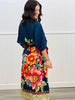 Navy Giant Floral Print Wrap Duster (OS & Plus)