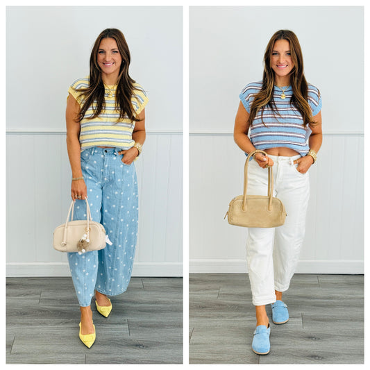 Multi Stripe Vest Sweater Top (Reg.)-2 Colors