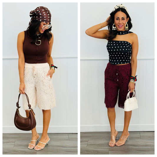 Elevated Lace Bermuda Shorts (Reg.)-2 Colors