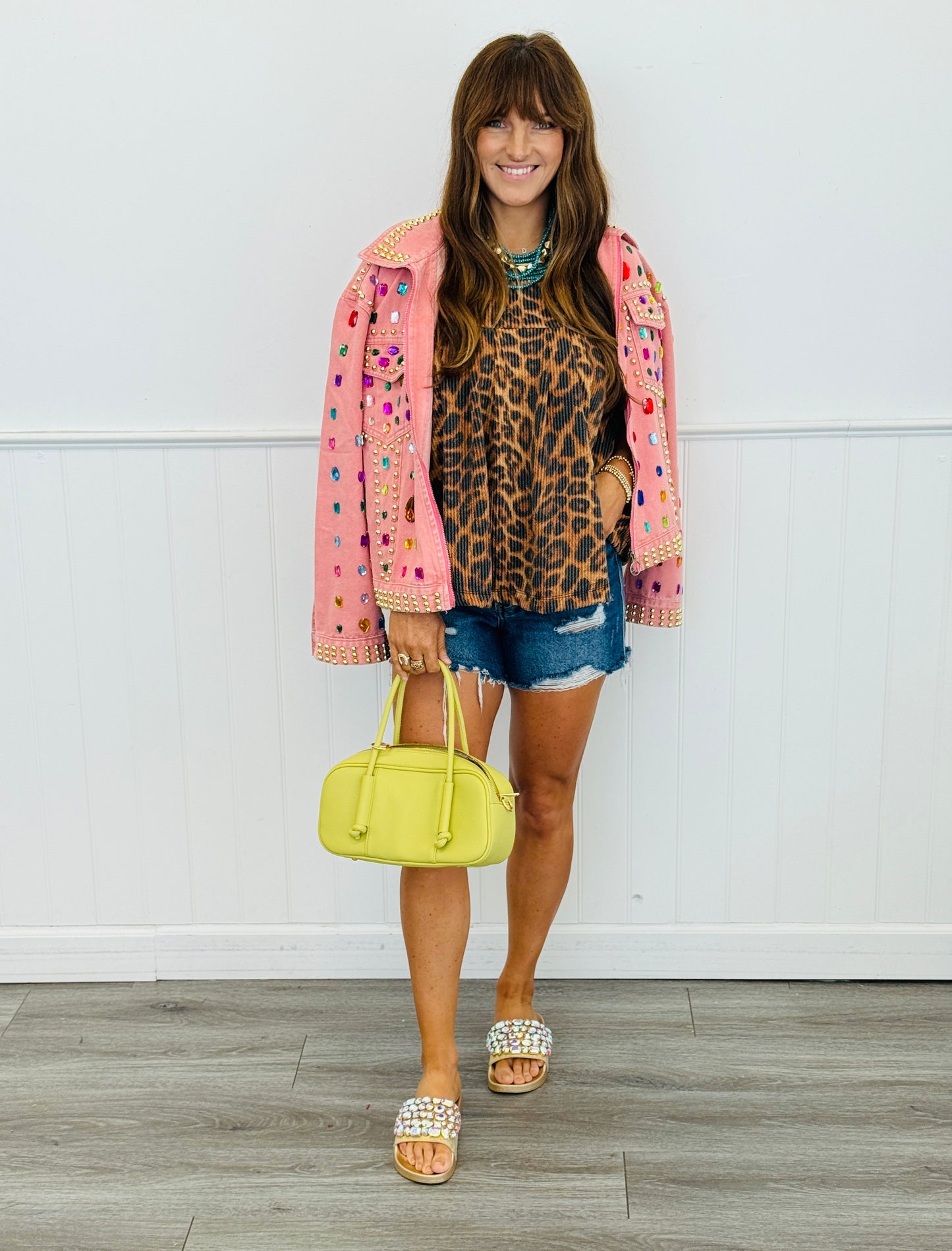 Pink Multi Rhinestone Studded Jacket (Reg.)