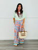 Lt. Blue Multi Floral Printed Wide Leg Pants (Reg. and Plus)