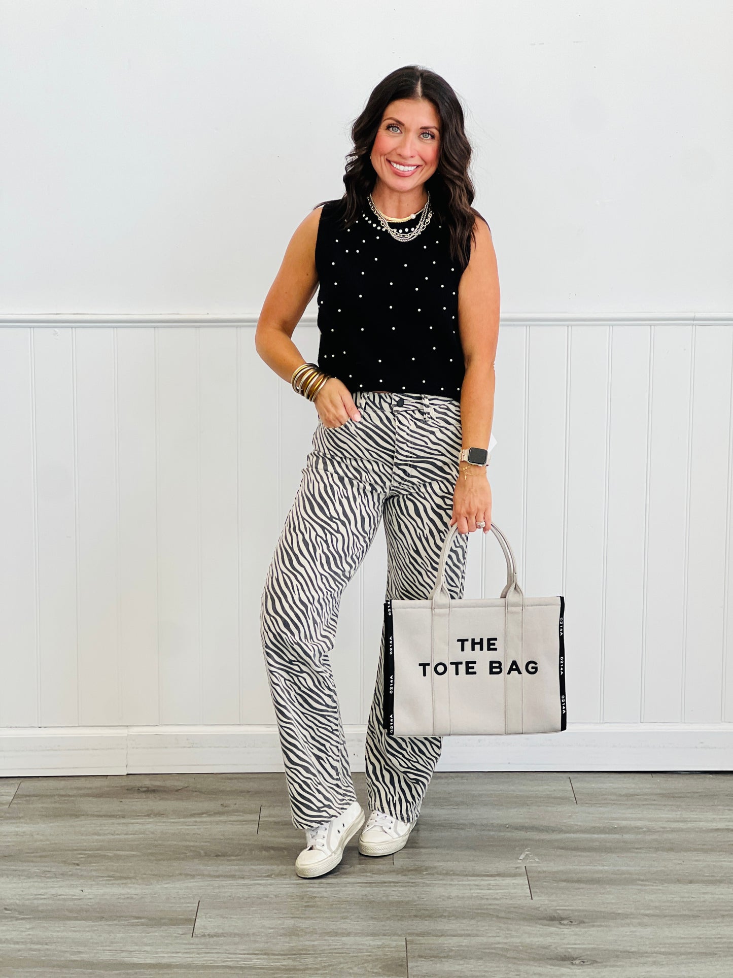 Zebra Print Vintage Straight Jeans (Reg.)