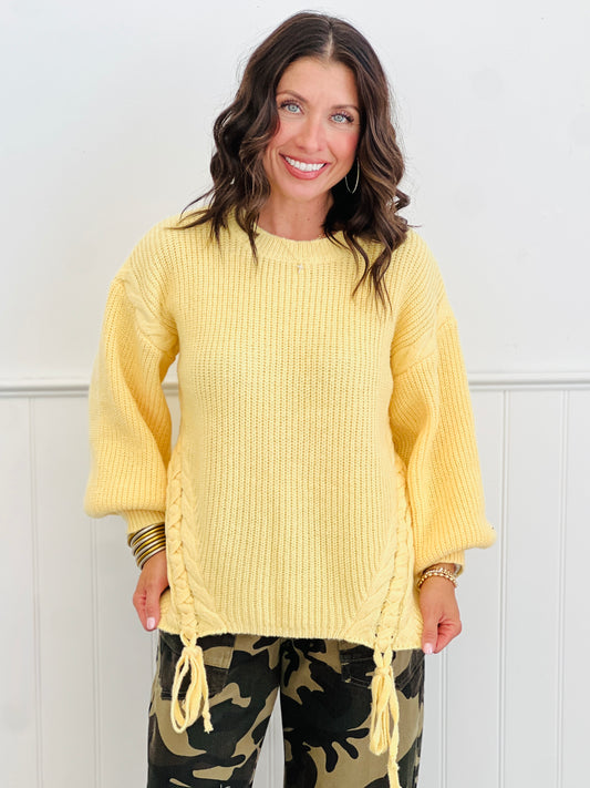Yellow Ribbed Knit Sweater Top (Reg.)