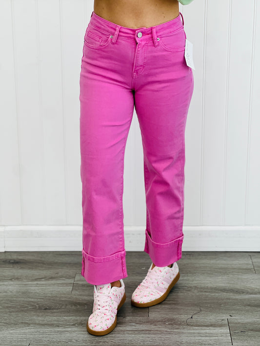 Brilliant Rose High Rise Wide Leg Jeans (Reg & Plus)