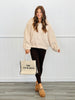 Taupe Sherpa Quarter Zip Hoodie Top (Reg.)