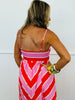 Orange/Pink Chevron Stripe Midi Dress (Reg.)