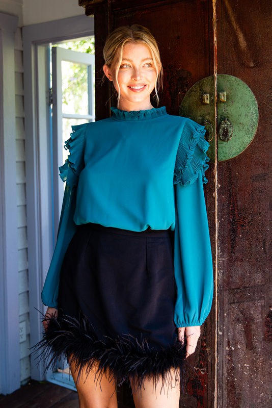 30a- Solid A-line Faux Fur Trim Skirt- 2 Colors