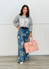 Floral Printed Washed Denim Pants (Reg.)
