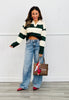Hunter Green/Ivory Striped Polo Sweater Top (Reg.)