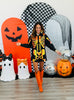 Queen Of Sparkles Black & Orange Sequin Skeleton Romper (Reg. and Plus)