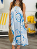 Blue Multi Abstract Peach Print Maxi Dress (Reg.)