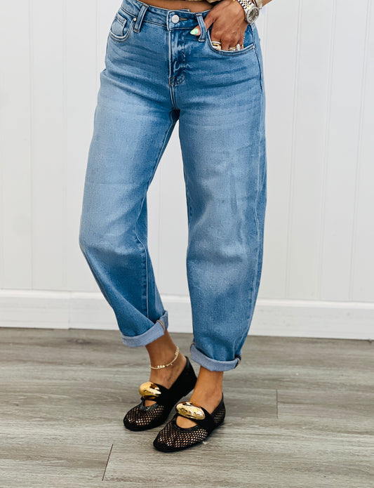 Risen Just The Right Shade Barrel Cuffed Jeans (Reg & Plus)