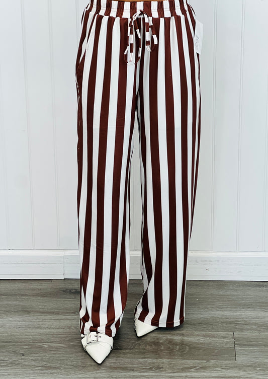 Brown Vertical Vibes Stripe Pants (Reg. and Plus)