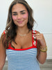 Crochet Stripe Floral Straps Mini Dress (Reg.)