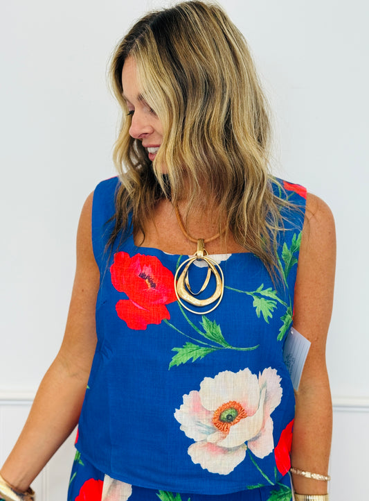 Cobalt Multi Bold Poppy Top (Reg & Plus)