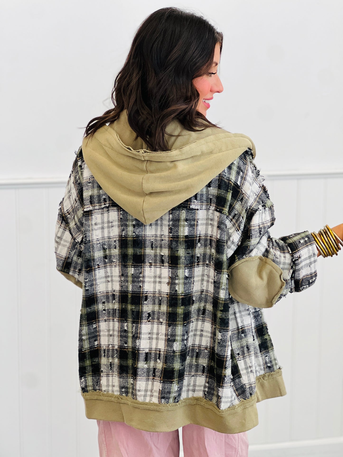 POL Olive Black Multi Contrast Plaid Jacket (Reg.)